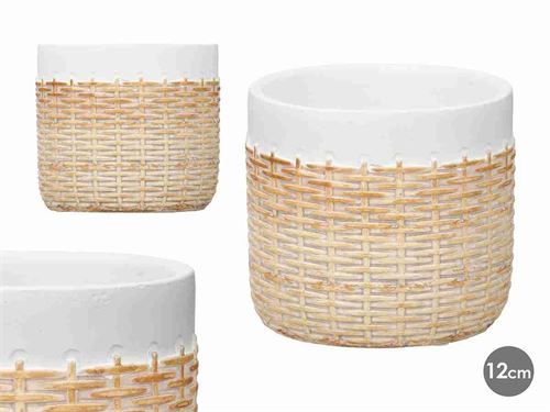 11383 VASO CIMENTO RATTAN 12CM