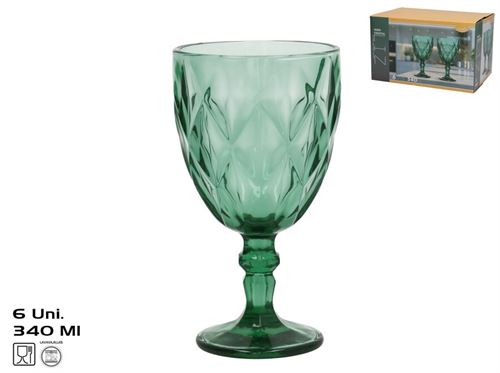 604756 COPO VIDRO LIZ X6 340ML VERDE