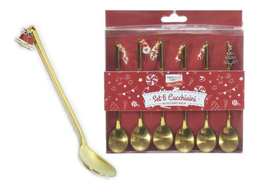 SET 6 COLHERES DE NATAL DOURADO