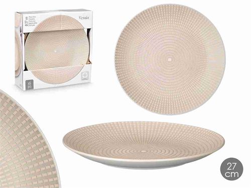 10047 PRATO CERAMICA GRAVADO RASO 27CM CINZA