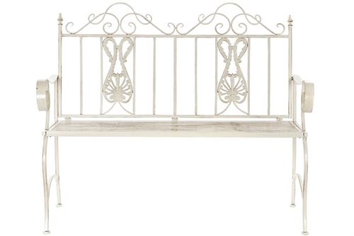 MB-202233 BANCO METAL 118X53X98CM ENVELHECIDO BRANCO