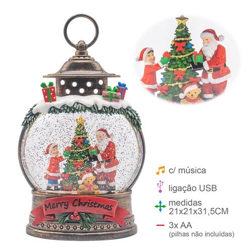 PR-78806 LANTERNA PAI NATAL COM AGUA 21X21X31,5CM