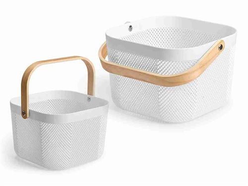 12197 CESTO PL BRANCO ASA BAMBU 24X29CM