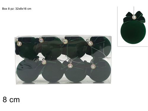 452777 BOLA VELUDO VERDE CX8 8CM