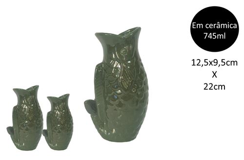 25246 JARRA PEIXE CERAMICA M VERDE