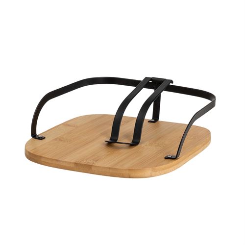 806955 PORTA GUARDANAPOS METAL BAMBU PRETO 20X20X7CM