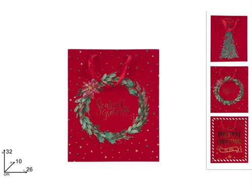 410975 SACO PAPEL NATAL 26X32CM EFEITO VELUDO