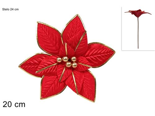 401799 HASTE FLOR VELUDO 20CM VERMELHO