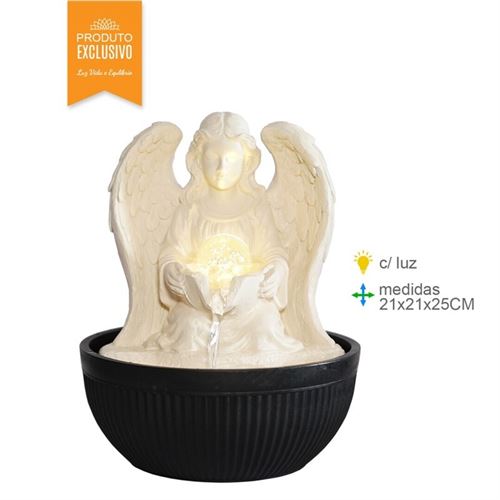 FR-79233 FONTE AGUA RESINA ANJO 21X21X25CM