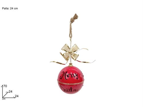 377414 BOLA NATAL VERMELHA METAL PENDURAR 25CM