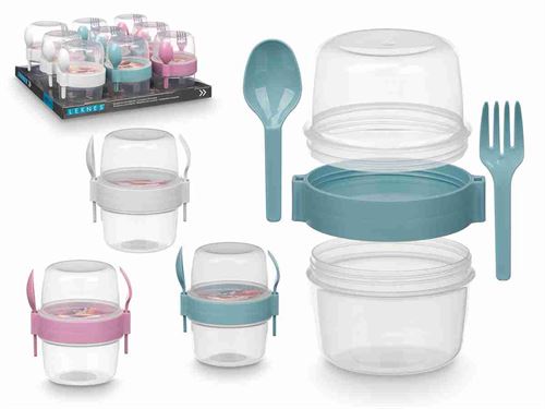 94909 COPO PARA IOGURTE COM TALHERES 800ML 3SORT