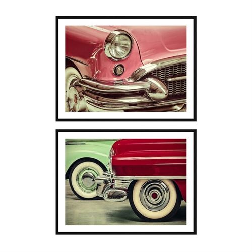 QUADRO EM MOLDURA CARROS VINTAGE 2MOD 45X60X2CM